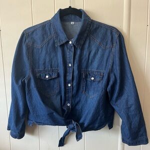 Denim Tie-Front Shirt